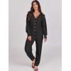 imageCaracilia Womens 2 Piece Outfits Lounge Set V Neck Cardigan Sweater Pants Sets Knit Matching Loungewear 2025 Fall ClothesBlack