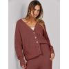 imageCaracilia Womens 2 Piece Outfits Lounge Set V Neck Cardigan Sweater Pants Sets Knit Matching Loungewear 2025 Fall ClothesBrick Red