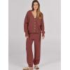imageCaracilia Womens 2 Piece Outfits Lounge Set V Neck Cardigan Sweater Pants Sets Knit Matching Loungewear 2025 Fall ClothesBrick Red