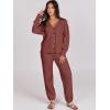 imageCaracilia Womens 2 Piece Outfits Lounge Set V Neck Cardigan Sweater Pants Sets Knit Matching Loungewear 2025 Fall ClothesBrick Red
