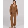 imageCaracilia Womens 2 Piece Outfits Lounge Set V Neck Cardigan Sweater Pants Sets Knit Matching Loungewear 2025 Fall ClothesBrown