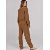 imageCaracilia Womens 2 Piece Outfits Lounge Set V Neck Cardigan Sweater Pants Sets Knit Matching Loungewear 2025 Fall ClothesBrown