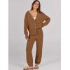 imageCaracilia Womens 2 Piece Outfits Lounge Set V Neck Cardigan Sweater Pants Sets Knit Matching Loungewear 2025 Fall ClothesBrown