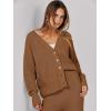 imageCaracilia Womens 2 Piece Outfits Lounge Set V Neck Cardigan Sweater Pants Sets Knit Matching Loungewear 2025 Fall ClothesBrown