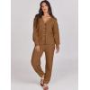 imageCaracilia Womens 2 Piece Outfits Lounge Set V Neck Cardigan Sweater Pants Sets Knit Matching Loungewear 2025 Fall ClothesBrown