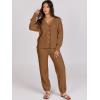 imageCaracilia Womens 2 Piece Outfits Lounge Set V Neck Cardigan Sweater Pants Sets Knit Matching Loungewear 2025 Fall ClothesBrown