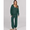 imageCaracilia Womens 2 Piece Outfits Lounge Set V Neck Cardigan Sweater Pants Sets Knit Matching Loungewear 2025 Fall ClothesDeep Green