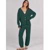 imageCaracilia Womens 2 Piece Outfits Lounge Set V Neck Cardigan Sweater Pants Sets Knit Matching Loungewear 2025 Fall ClothesDeep Green
