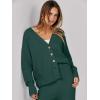 imageCaracilia Womens 2 Piece Outfits Lounge Set V Neck Cardigan Sweater Pants Sets Knit Matching Loungewear 2025 Fall ClothesDeep Green