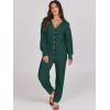 imageCaracilia Womens 2 Piece Outfits Lounge Set V Neck Cardigan Sweater Pants Sets Knit Matching Loungewear 2025 Fall ClothesDeep Green