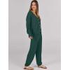 imageCaracilia Womens 2 Piece Outfits Lounge Set V Neck Cardigan Sweater Pants Sets Knit Matching Loungewear 2025 Fall ClothesDeep Green
