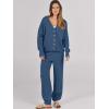 imageCaracilia Womens 2 Piece Outfits Lounge Set V Neck Cardigan Sweater Pants Sets Knit Matching Loungewear 2025 Fall ClothesDusty Blue