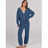 imageCaracilia Womens 2 Piece Outfits Lounge Set V Neck Cardigan Sweater Pants Sets Knit Matching Loungewear 2025 Fall ClothesDusty Blue