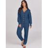 imageCaracilia Womens 2 Piece Outfits Lounge Set V Neck Cardigan Sweater Pants Sets Knit Matching Loungewear 2025 Fall ClothesDusty Blue