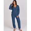imageCaracilia Womens 2 Piece Outfits Lounge Set V Neck Cardigan Sweater Pants Sets Knit Matching Loungewear 2025 Fall ClothesDusty Blue