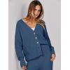 imageCaracilia Womens 2 Piece Outfits Lounge Set V Neck Cardigan Sweater Pants Sets Knit Matching Loungewear 2025 Fall ClothesDusty Blue