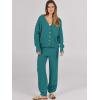 imageCaracilia Womens 2 Piece Outfits Lounge Set V Neck Cardigan Sweater Pants Sets Knit Matching Loungewear 2025 Fall ClothesLake Green