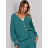 imageCaracilia Womens 2 Piece Outfits Lounge Set V Neck Cardigan Sweater Pants Sets Knit Matching Loungewear 2025 Fall ClothesLake Green