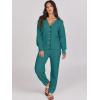 imageCaracilia Womens 2 Piece Outfits Lounge Set V Neck Cardigan Sweater Pants Sets Knit Matching Loungewear 2025 Fall ClothesLake Green