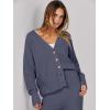 imageCaracilia Womens 2 Piece Outfits Lounge Set V Neck Cardigan Sweater Pants Sets Knit Matching Loungewear 2025 Fall ClothesNavy Blue