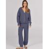 imageCaracilia Womens 2 Piece Outfits Lounge Set V Neck Cardigan Sweater Pants Sets Knit Matching Loungewear 2025 Fall ClothesNavy Blue