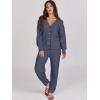 imageCaracilia Womens 2 Piece Outfits Lounge Set V Neck Cardigan Sweater Pants Sets Knit Matching Loungewear 2025 Fall ClothesNavy Blue