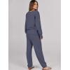 imageCaracilia Womens 2 Piece Outfits Lounge Set V Neck Cardigan Sweater Pants Sets Knit Matching Loungewear 2025 Fall ClothesNavy Blue