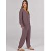 imageCaracilia Womens 2 Piece Outfits Lounge Set V Neck Cardigan Sweater Pants Sets Knit Matching Loungewear 2025 Fall ClothesNutmeg