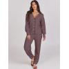 imageCaracilia Womens 2 Piece Outfits Lounge Set V Neck Cardigan Sweater Pants Sets Knit Matching Loungewear 2025 Fall ClothesNutmeg