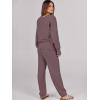 imageCaracilia Womens 2 Piece Outfits Lounge Set V Neck Cardigan Sweater Pants Sets Knit Matching Loungewear 2025 Fall ClothesNutmeg