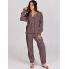 imageCaracilia Womens 2 Piece Outfits Lounge Set V Neck Cardigan Sweater Pants Sets Knit Matching Loungewear 2025 Fall ClothesNutmeg