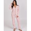 imageCaracilia Womens 2 Piece Outfits Lounge Set V Neck Cardigan Sweater Pants Sets Knit Matching Loungewear 2025 Fall ClothesPink