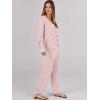 imageCaracilia Womens 2 Piece Outfits Lounge Set V Neck Cardigan Sweater Pants Sets Knit Matching Loungewear 2025 Fall ClothesPink