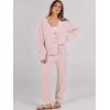 imageCaracilia Womens 2 Piece Outfits Lounge Set V Neck Cardigan Sweater Pants Sets Knit Matching Loungewear 2025 Fall ClothesPink