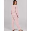 imageCaracilia Womens 2 Piece Outfits Lounge Set V Neck Cardigan Sweater Pants Sets Knit Matching Loungewear 2025 Fall ClothesPink