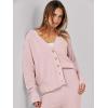 imageCaracilia Womens 2 Piece Outfits Lounge Set V Neck Cardigan Sweater Pants Sets Knit Matching Loungewear 2025 Fall ClothesPink