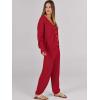 imageCaracilia Womens 2 Piece Outfits Lounge Set V Neck Cardigan Sweater Pants Sets Knit Matching Loungewear 2025 Fall ClothesRed