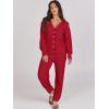 imageCaracilia Womens 2 Piece Outfits Lounge Set V Neck Cardigan Sweater Pants Sets Knit Matching Loungewear 2025 Fall ClothesRed