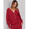 imageCaracilia Womens 2 Piece Outfits Lounge Set V Neck Cardigan Sweater Pants Sets Knit Matching Loungewear 2025 Fall ClothesRed
