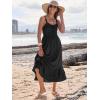 imageCaracilia Womens Smocked Maxi Dress Summer Casual Boho Sleeveless Strap Ruffle Backless Swing Flowy Beach Long SundressBlack