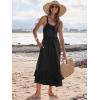 imageCaracilia Womens Smocked Maxi Dress Summer Casual Boho Sleeveless Strap Ruffle Backless Swing Flowy Beach Long SundressBlack
