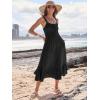 imageCaracilia Womens Smocked Maxi Dress Summer Casual Boho Sleeveless Strap Ruffle Backless Swing Flowy Beach Long SundressBlack