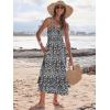 imageCaracilia Womens Smocked Maxi Dress Summer Casual Boho Sleeveless Strap Ruffle Backless Swing Flowy Beach Long SundressBlack Floral
