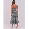 imageCaracilia Womens Smocked Maxi Dress Summer Casual Boho Sleeveless Strap Ruffle Backless Swing Flowy Beach Long SundressBlack Floral
