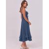 imageCaracilia Womens Smocked Maxi Dress Summer Casual Boho Sleeveless Strap Ruffle Backless Swing Flowy Beach Long SundressBlue