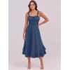 imageCaracilia Womens Smocked Maxi Dress Summer Casual Boho Sleeveless Strap Ruffle Backless Swing Flowy Beach Long SundressBlue