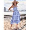 imageCaracilia Womens Smocked Maxi Dress Summer Casual Boho Sleeveless Strap Ruffle Backless Swing Flowy Beach Long SundressBlue Floral