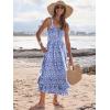 imageCaracilia Womens Smocked Maxi Dress Summer Casual Boho Sleeveless Strap Ruffle Backless Swing Flowy Beach Long SundressBlue Floral