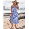 imageCaracilia Womens Smocked Maxi Dress Summer Casual Boho Sleeveless Strap Ruffle Backless Swing Flowy Beach Long SundressBlue Floral