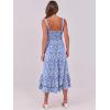 imageCaracilia Womens Smocked Maxi Dress Summer Casual Boho Sleeveless Strap Ruffle Backless Swing Flowy Beach Long SundressBlue Floral